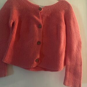 Carter's Pink Cardigan Sweater with Ribbed Knit Texture